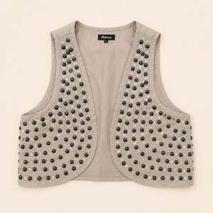 Blanco Studded Beaded Vest Y2K Boho Festival Western Indie Layering Top